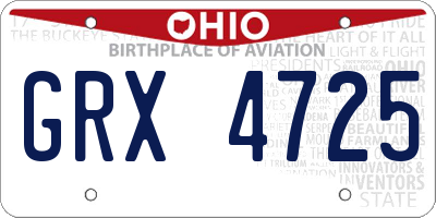 OH license plate GRX4725