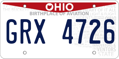 OH license plate GRX4726