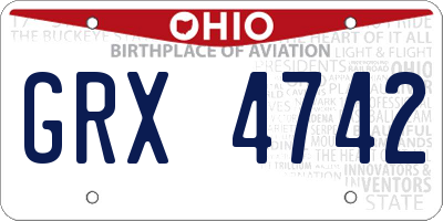 OH license plate GRX4742