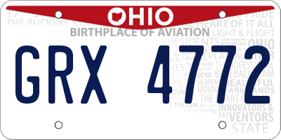 OH license plate GRX4772