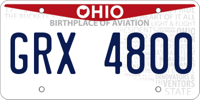 OH license plate GRX4800