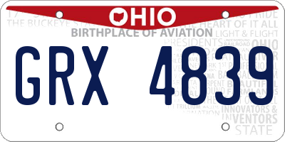 OH license plate GRX4839