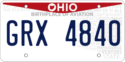 OH license plate GRX4840