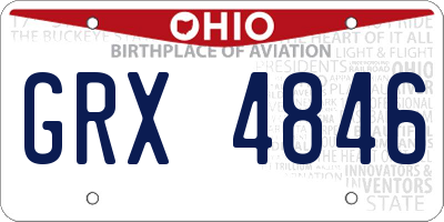 OH license plate GRX4846