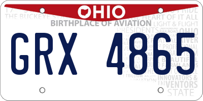 OH license plate GRX4865