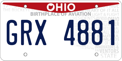 OH license plate GRX4881