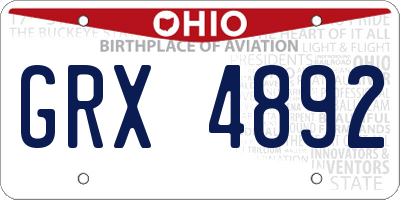 OH license plate GRX4892