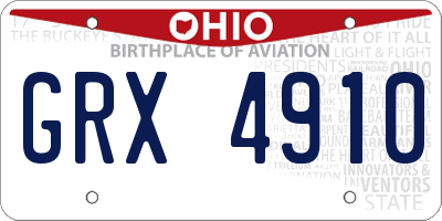 OH license plate GRX4910