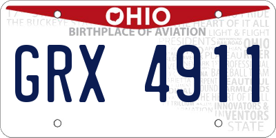 OH license plate GRX4911