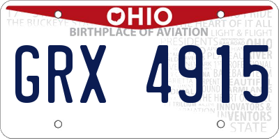 OH license plate GRX4915