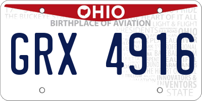 OH license plate GRX4916