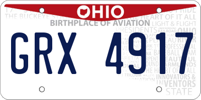 OH license plate GRX4917