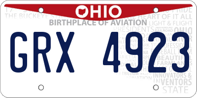OH license plate GRX4923