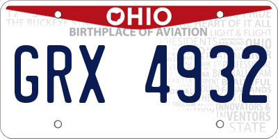OH license plate GRX4932