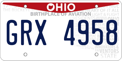 OH license plate GRX4958