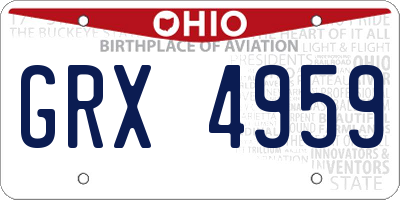 OH license plate GRX4959