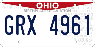 OH license plate GRX4961