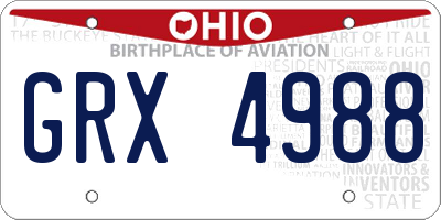 OH license plate GRX4988