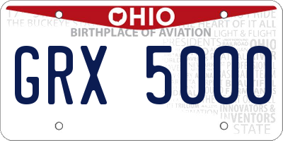 OH license plate GRX5000