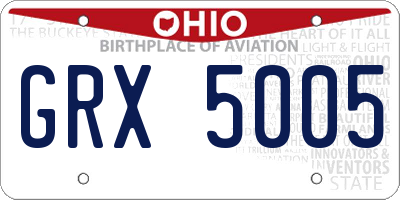 OH license plate GRX5005