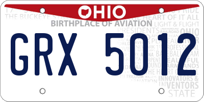 OH license plate GRX5012