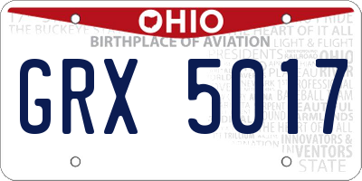 OH license plate GRX5017
