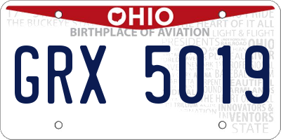 OH license plate GRX5019