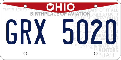 OH license plate GRX5020