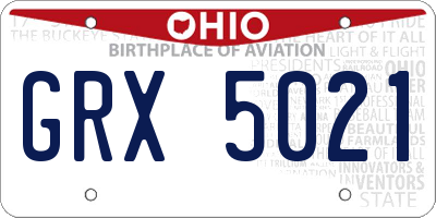 OH license plate GRX5021