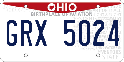 OH license plate GRX5024
