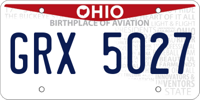 OH license plate GRX5027