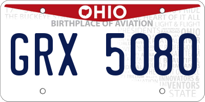 OH license plate GRX5080