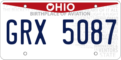 OH license plate GRX5087
