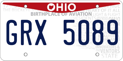 OH license plate GRX5089
