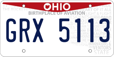 OH license plate GRX5113