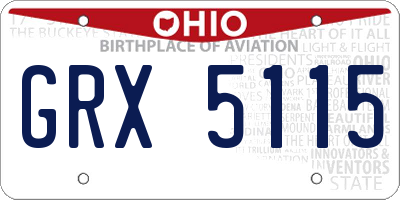 OH license plate GRX5115
