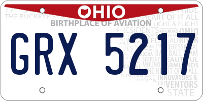 OH license plate GRX5217
