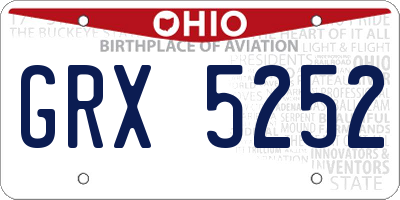 OH license plate GRX5252