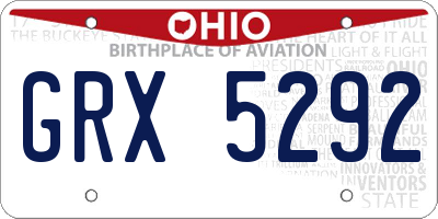 OH license plate GRX5292