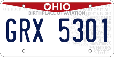 OH license plate GRX5301