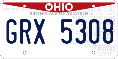 OH license plate GRX5308