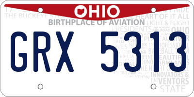 OH license plate GRX5313