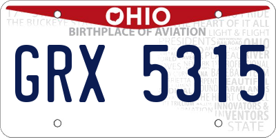 OH license plate GRX5315