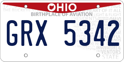 OH license plate GRX5342