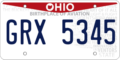 OH license plate GRX5345