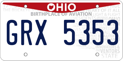 OH license plate GRX5353