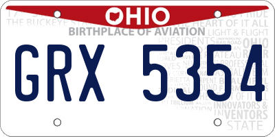 OH license plate GRX5354