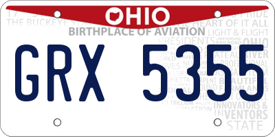 OH license plate GRX5355