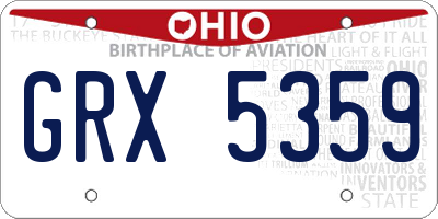 OH license plate GRX5359