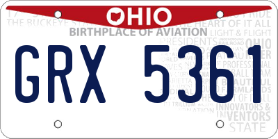 OH license plate GRX5361